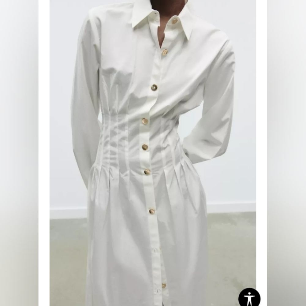 Zara Fitted Waist Poplin Dress - Picture 3 of 5